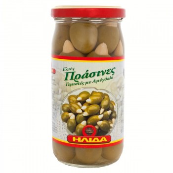 JAR GREEN OLIVES STUFFED WITH ALMONDS IN BRINE
